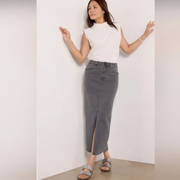 Kut from the Kloth Kendra Maxi Skirt Size 8 Gray Denim Long Neutral Classic - Picture 1 of 6